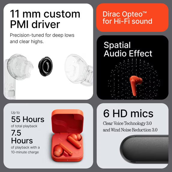 Hybrid ANC 55-Hour Wireless Earbuds