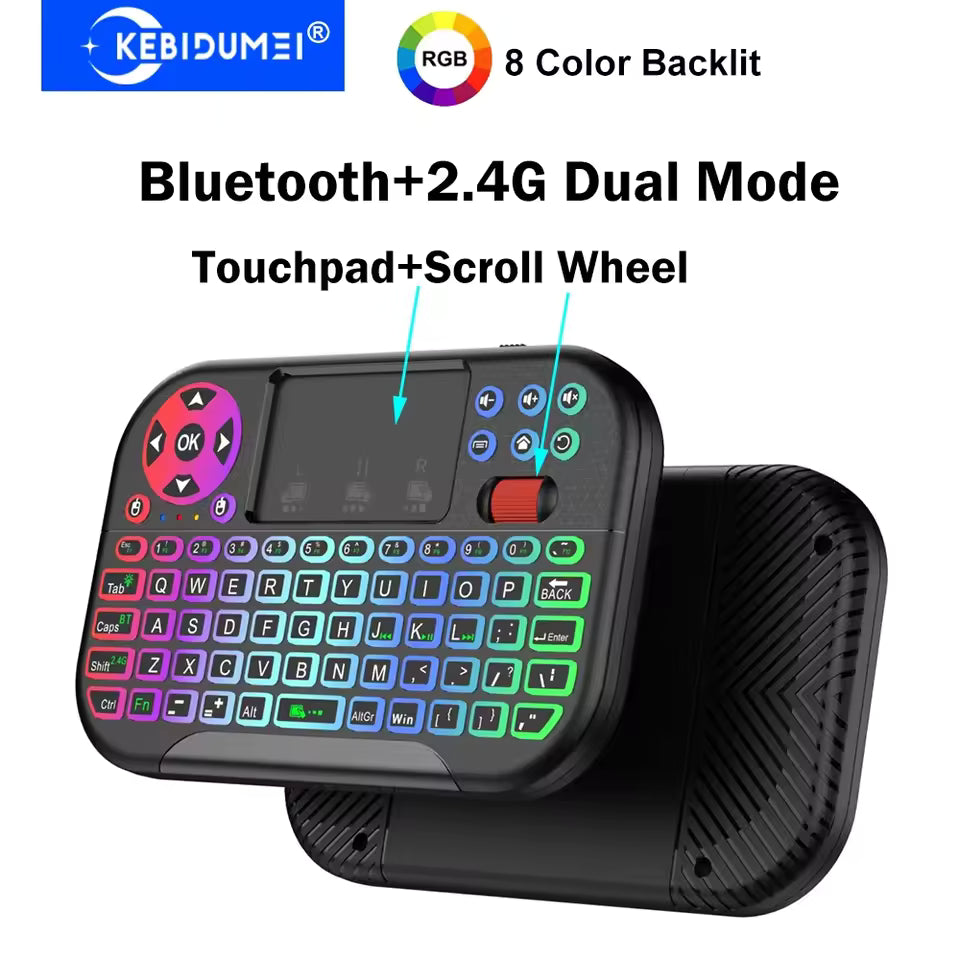 Dual-Mode Wireless Mini Keyboard with Scroll Wheel and Touchpad
