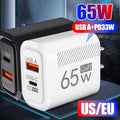 65W GaN Fast-Charging Dual-Port USB Wall Charger