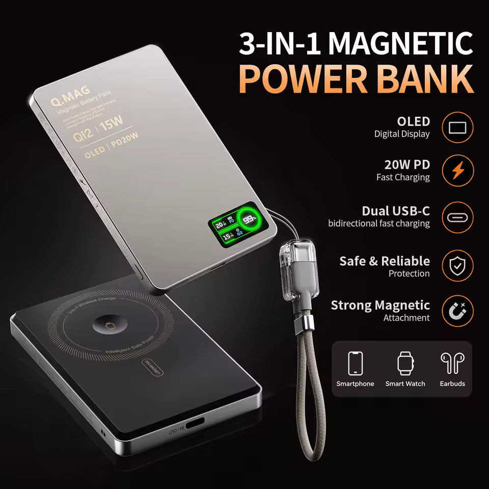 Magnetic Wireless Fast Charging 10000mAh Power Bank