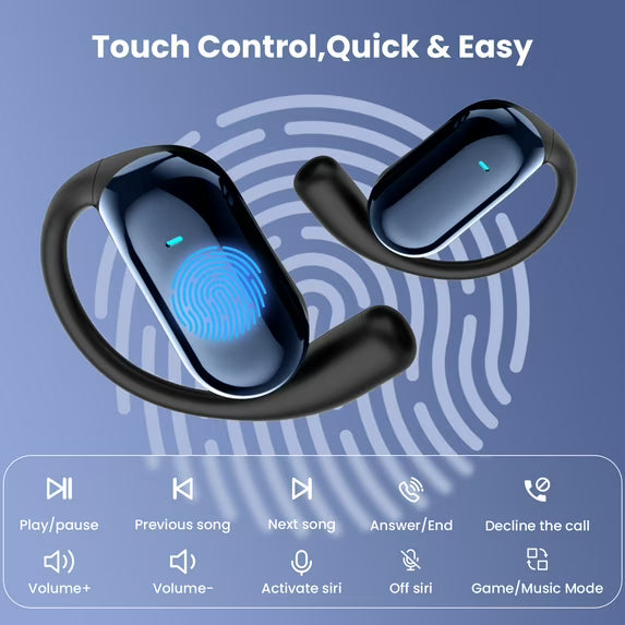 Open-Ear Wireless Earbuds with Touchscreen Case