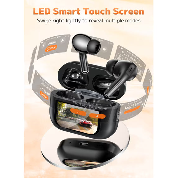 Smart Touchscreen Case 50-Hour Wireless Earbuds