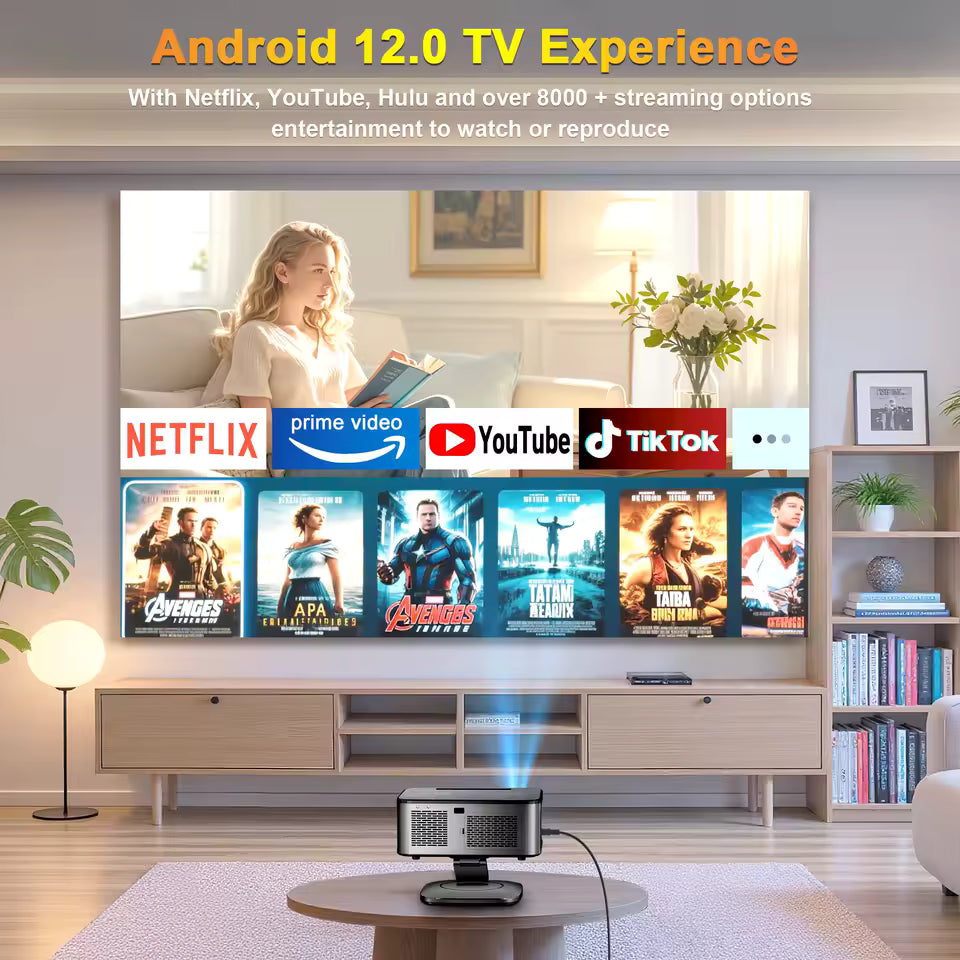35000-Lumen Android 12 Smart LED Projector