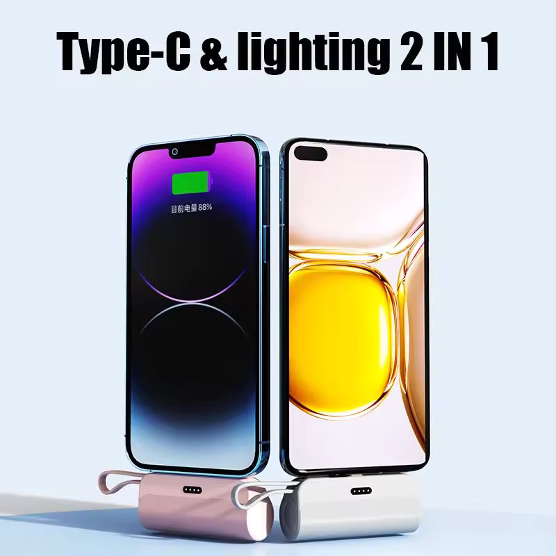 2-in-1 Built-In Cable 20000mAh Fast Charging Mini Power Bank