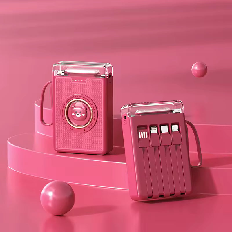 Mini Cartoon 20000mAh Built-In Cable Power Bank