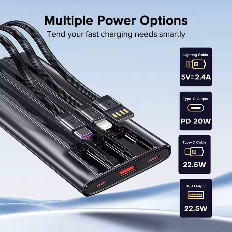 Built-In Cable 22.5W Fast Charging 10000mAh Power Bank