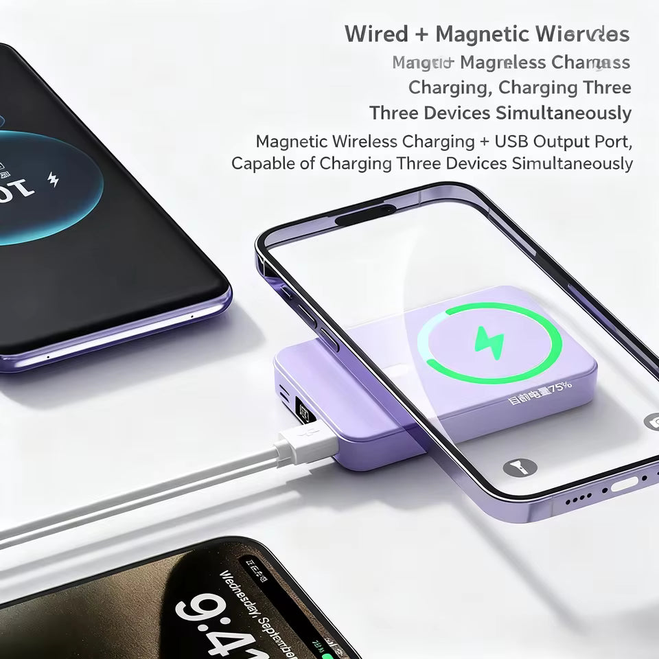 Portable Travel Magnetic Wireless Charger & Power Bank