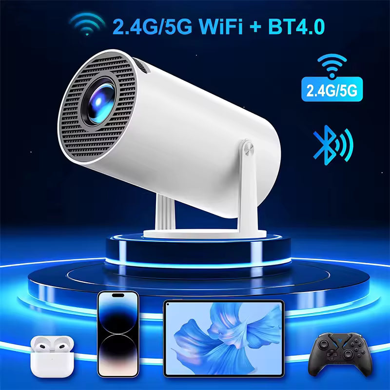 Portable Smart Mini Projector with Android 11 and Dual Wi-Fi