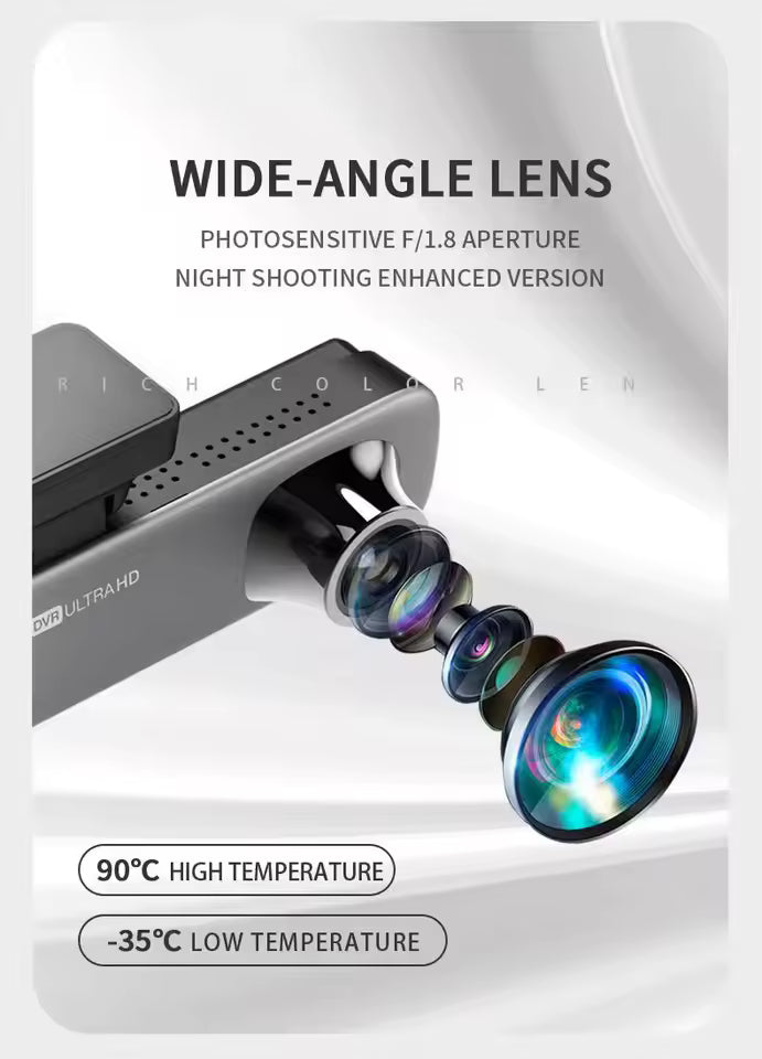 2K Dual-Lens Car Dash Cam with Front and Rear Recording