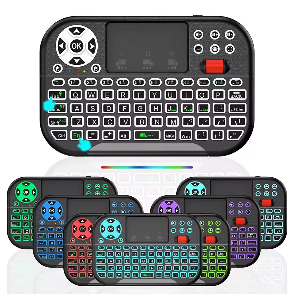 Dual-Mode Wireless Mini Keyboard with Scroll Wheel and Touchpad