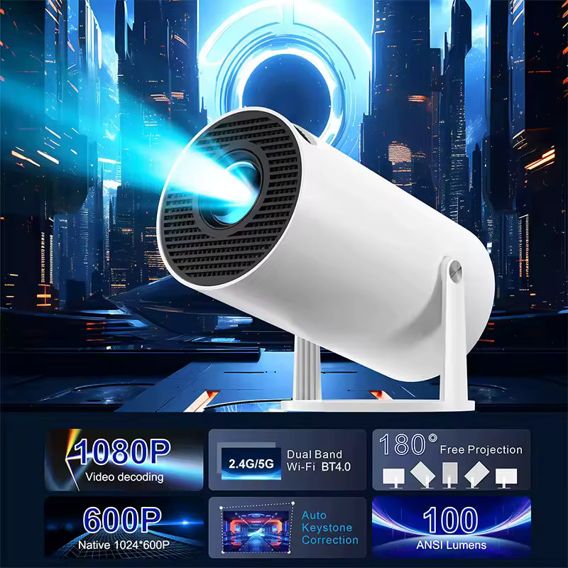 Portable Smart Mini Projector with Android 11 and Dual Wi-Fi