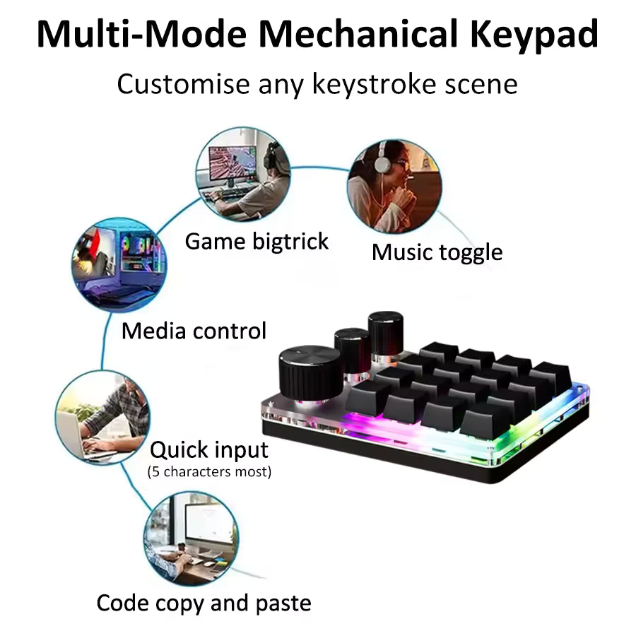 16-Key Programmable Macro Mechanical Keypad