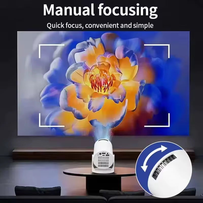 Portable 4K-Supported Smart Mini Projector with Android 11 and Wi-Fi 6