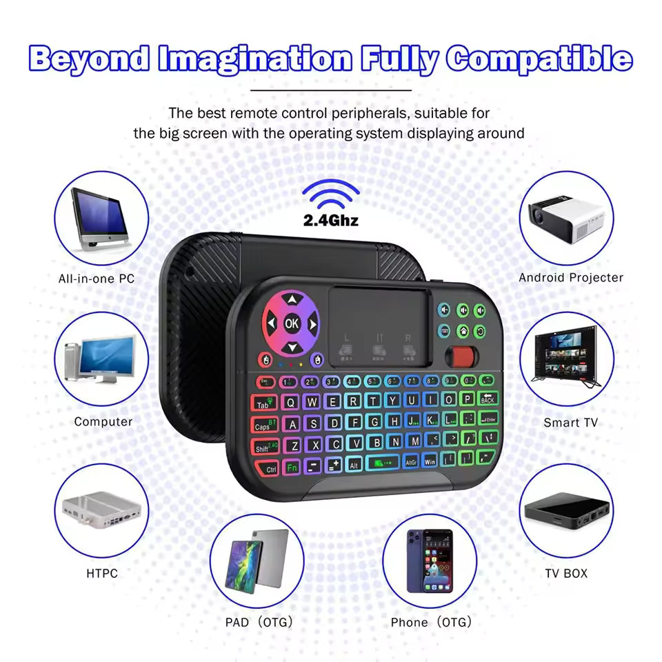 Dual-Mode Wireless Mini Keyboard with Scroll Wheel and Touchpad