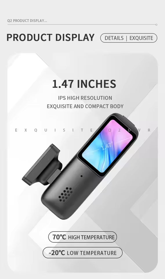 2K Dual-Lens Car Dash Cam with Front and Rear Recording