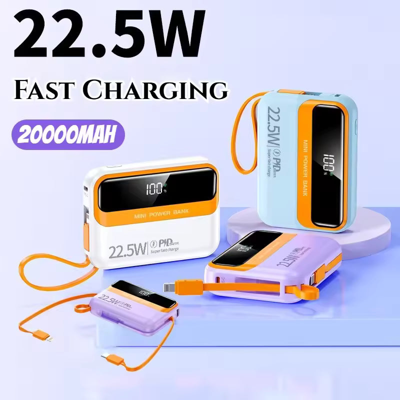 Cube 22.5W Dual-Cable 20000mAh Mini Powerbank