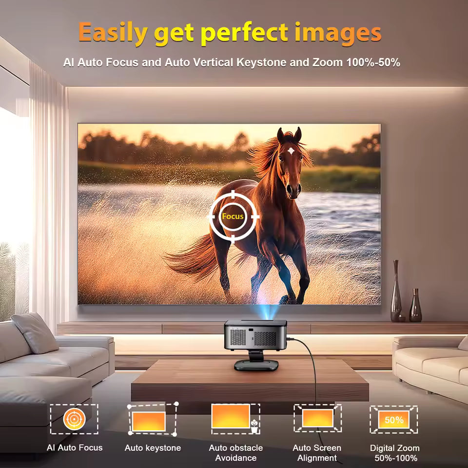 35000-Lumen Android 12 Smart LED Projector