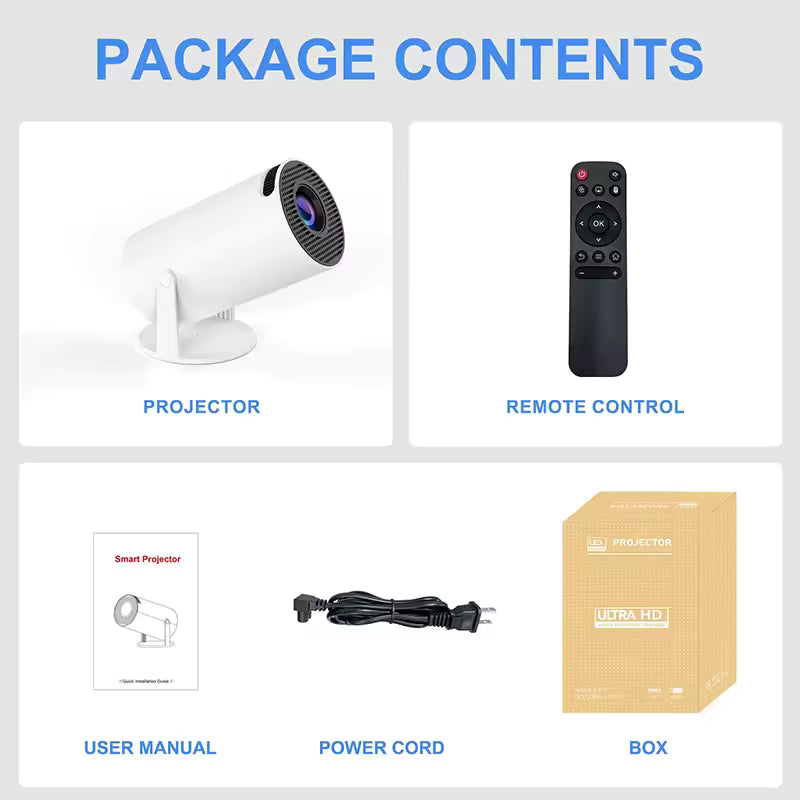 Portable Smart Mini Projector with Android 11 and Dual Wi-Fi