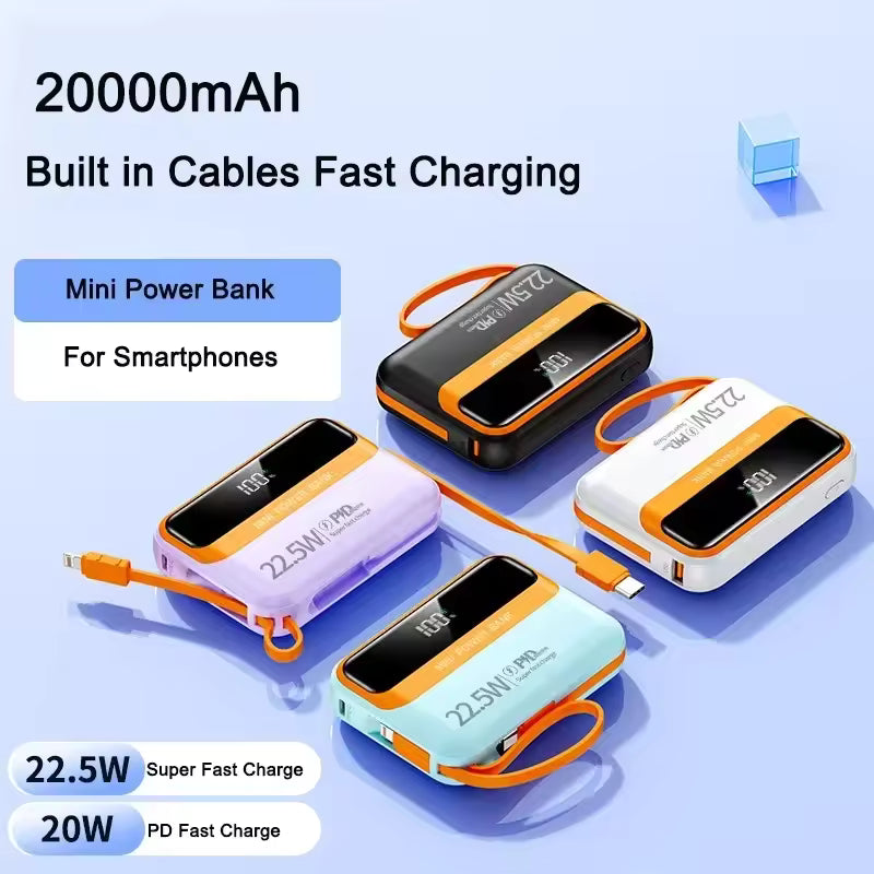 Cube 22.5W Dual-Cable 20000mAh Mini Powerbank