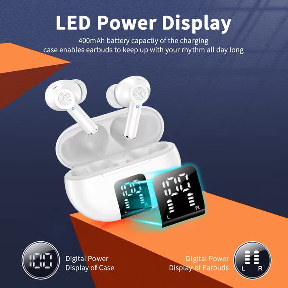 60-Hour Playtime Wireless Earbuds with Charging Case