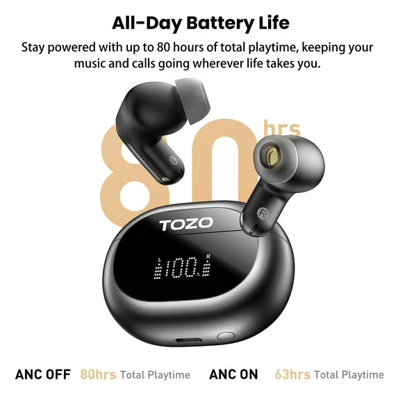 Hi-Res Wireless Earbuds with ANC and 80-Hour Battery