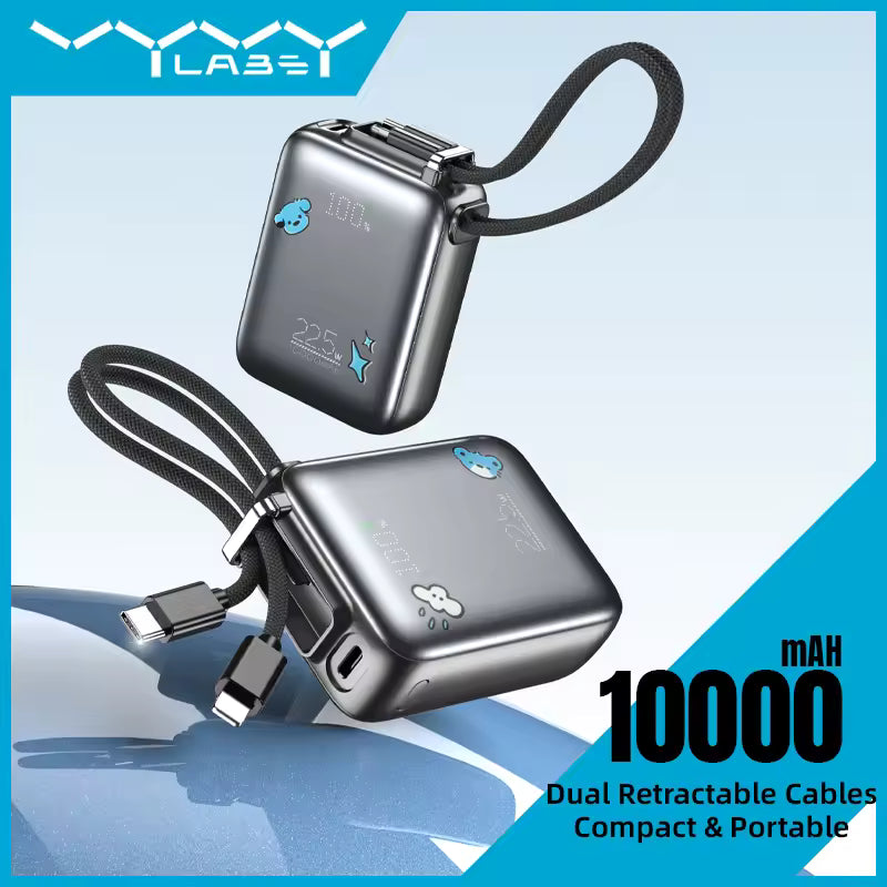 Built-In Cable 22.5W Fast Charging 10000mAh Mini Power Bank (2 Pcs)