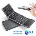 Portable 3-Folding Mini Dual Bluetooth Wireless Keyboard with Touchpad